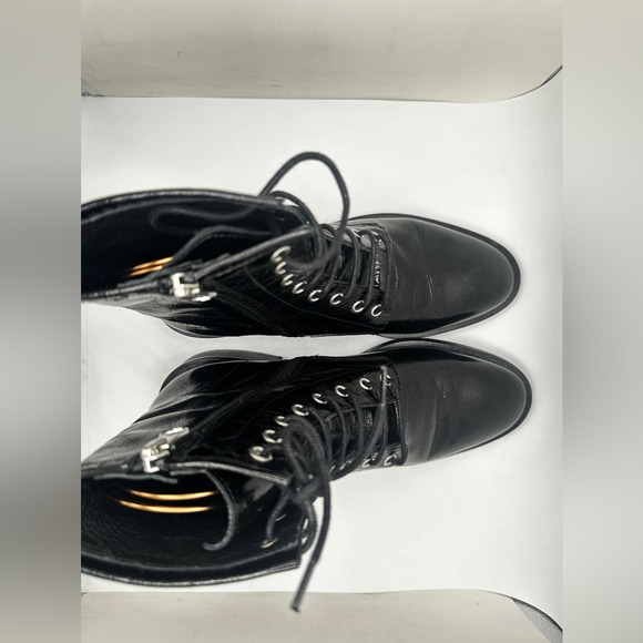 Black Leather Lace-Up Boots - Picture 8 of 10